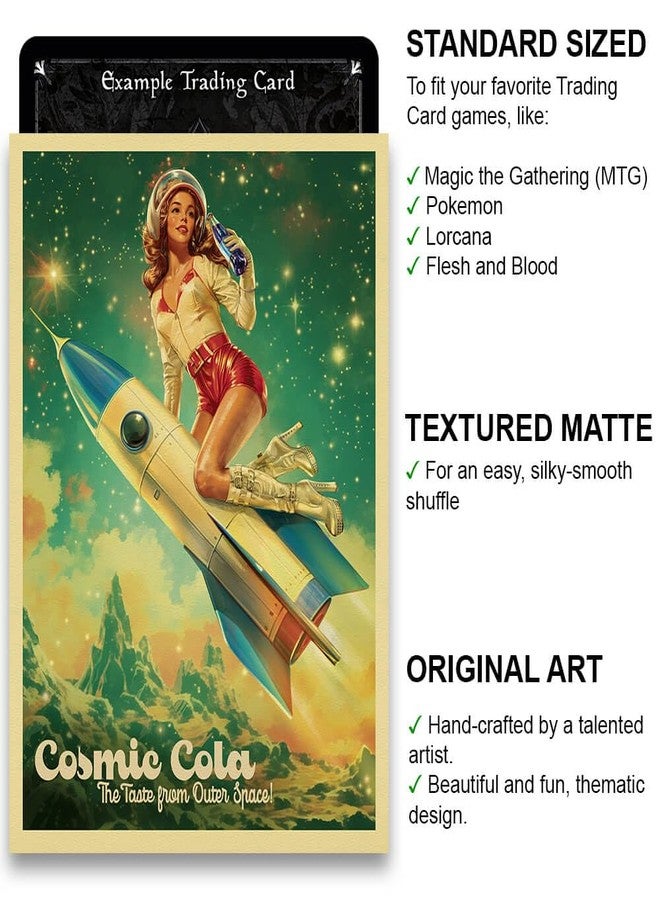 Fantasy North - Cosmic Cola #2-50s Retro Vintage - Rocket Girl - 100 Textured Matte TCG Card Sleeves - Fits Magic MTG Commander Pokemon and Other Card Games - Playing Card Sleeves - Image 2